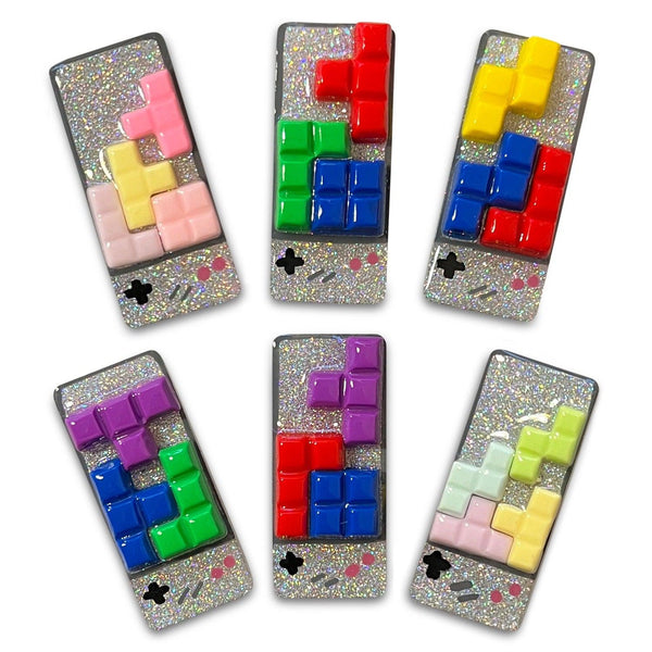 Retro Tetris Wide Bar Resin Hair Clips *NEW & LIMITED!*-Clearance no slip hair clips-Flower No slip hair clips-Animal no slip hair clips-Star no slip hair clip-heart no slip hair clips-butterfly no slip hair clips-Moo G Clips