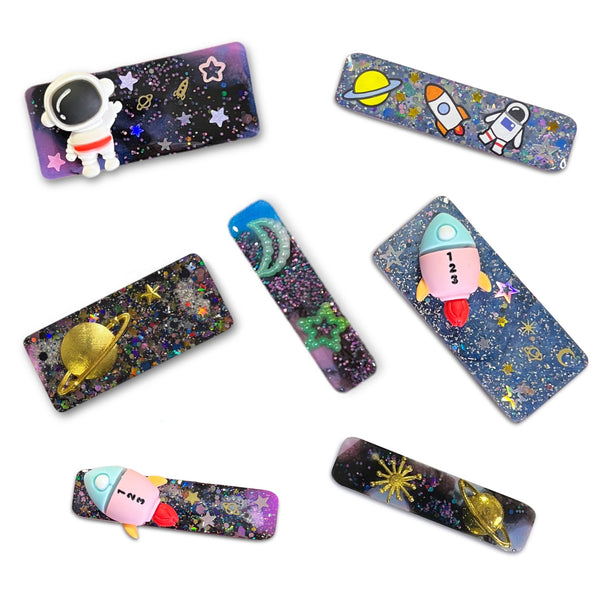 Space & Galaxy Resin Bar Hair Clips-Clearance no slip hair clips-Flower No slip hair clips-Animal no slip hair clips-Star no slip hair clip-heart no slip hair clips-butterfly no slip hair clips-Moo G Clips