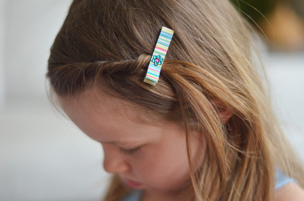 Specialty Crystal Hair Clippies-no slip crystal hair clips - no slip crystal snap clips - no slip crystal hair bows-Moo G Clips