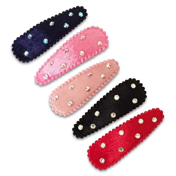 Specialty Crystal Velvet Larger Snap Clips *NEW COLORS ADDED!*-no slip crystal hair clips - no slip crystal snap clips - no slip crystal hair bows-Moo G Clips