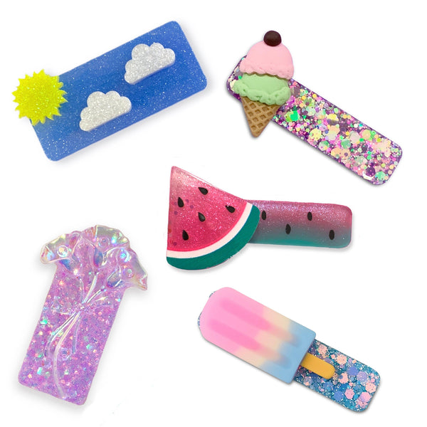 Summer Fun Charmed Resin Bar Hair Clips-Clearance no slip hair clips-Flower No slip hair clips-Animal no slip hair clips-Star no slip hair clip-heart no slip hair clips-butterfly no slip hair clips-Moo G Clips
