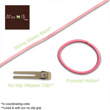 Valentine Leather Hair Bows-no slip leather hair bows no slip leather hair clips-Moo G Clips