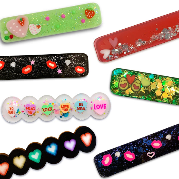 Valentine’s Resin Confetti Bar Hair Clips-Clearance no slip hair clips-Flower No slip hair clips-Animal no slip hair clips-Star no slip hair clip-heart no slip hair clips-butterfly no slip hair clips-Moo G Clips